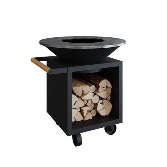 OFYR Classic Storage Black 100 PRO Grillbord handtag av teakträ Svartlackerat stål