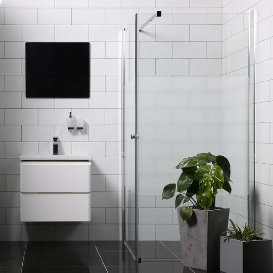 Duschhörn Bathlife Mångsidig Rak Vägg + Rak Dörr Delvis Frostat Glas
