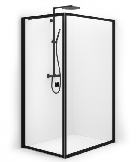 Macro Duschhörn Empire Swing - Klarglas Svart matt 125x80