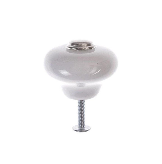 Linfalk Knopp vit porslin / bl. nickel Dia 36mm KB-5311-36-07