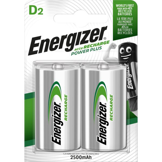 Energizer Recharge Power Plus Batteri laddningsbart, D, 1,2 V, 2-pack D