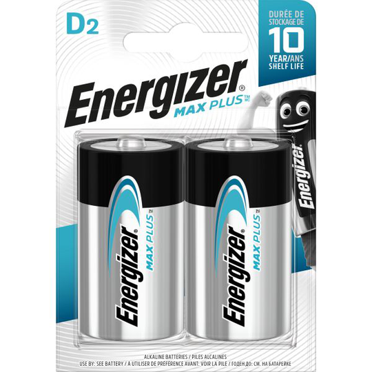 Energizer Max Plus Batteri alkaliskt, D, 1,5 V, 2-pack