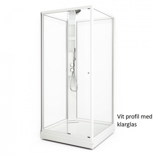 Macro Duschkabin Flow Front Lux - Klarglas/Ice Bakvägg Matt 91 x 71