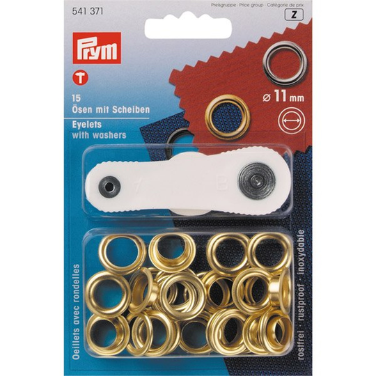Prym Mässingögon 11mm 15 stk. inkl. Verktyg