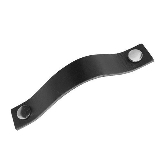 Linfalk Handtag läder 128cc svart-blank krom 0156L-128-2509