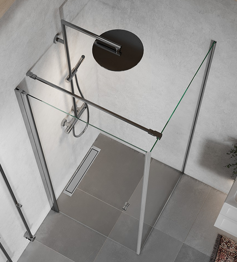 Macro Duschdörr Spirit Swing Nisch 70x67 - Klarglas med knopp Blank 70x67