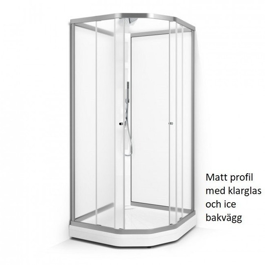 Macro Duschkabin Flow Semi Lux - Klarglas Matt 81 x 91 höger