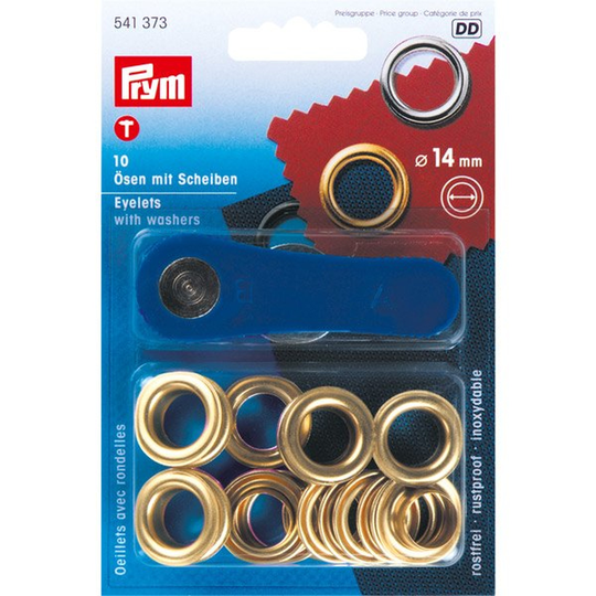 Prym Mässingögon 14mm 10 stk. inkl. Verktyg