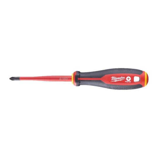 Milwaukee Tri-Lobe VDE Skruvmejsel 3-sidigt antirullhandtag PH2 x 100 mm