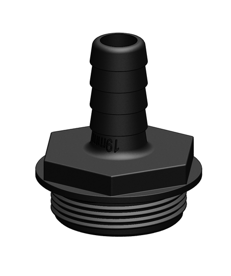 Slangsockel till y-ventil 19mm svart