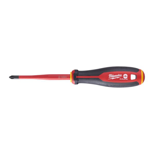 Milwaukee Tri-Lobe VDE Skruvmejsel 3-sidigt antirullhandtag PH/ SL2 x 100 mm