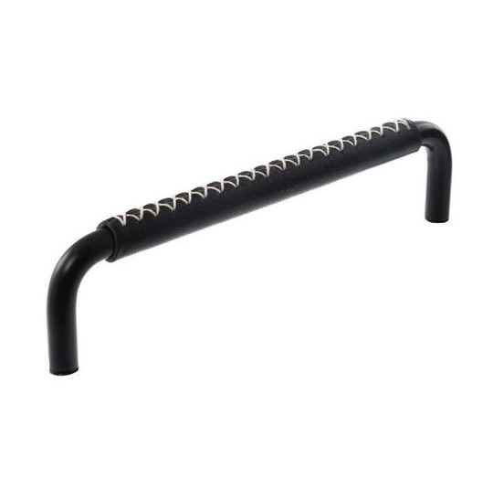 Linfalk Handtag svart/svart läder korsstygn, utan fot 7353-128-2525LX